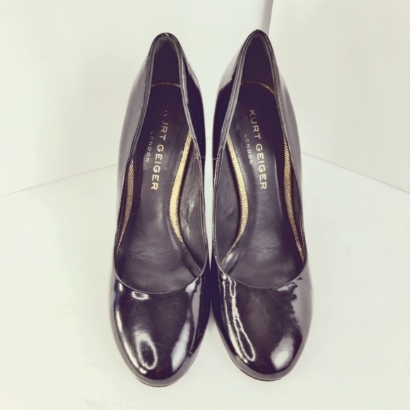 Kurt Geiger Black Patent Leather Stiletto Pumps 4" Heels Round Toe Sz 38 - Picture 4 of 15